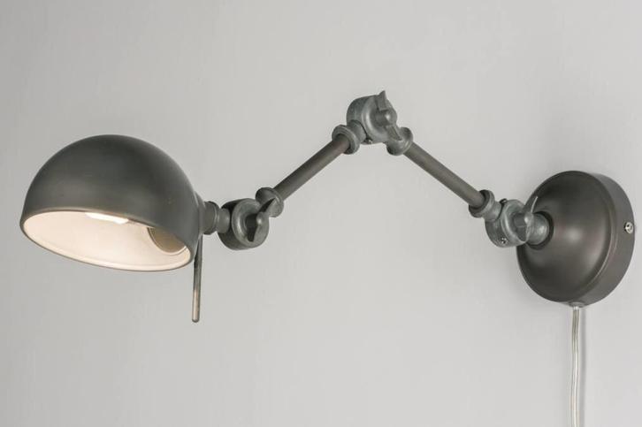 Rietveld Wandlampen - Staalgrijs - Metaal, Huis en Inrichting, Lampen | Wandlampen, Verzenden
