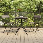 vidaXL 3-delige Bistroset inklapbaar poly rattan grijs, Verzenden, Nieuw, Rotan, 3 zitplaatsen
