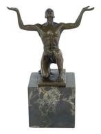 Césaro - sculptuur, Kneeling Adonis - 18 cm - Brons, Marmer, Antiek en Kunst