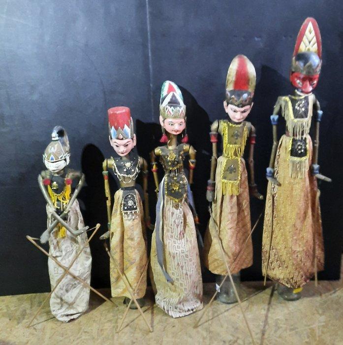 Wayang golek (5) - Hout, Katoen - 1960-1970, Antiek en Kunst, Kunst | Niet-Westerse kunst