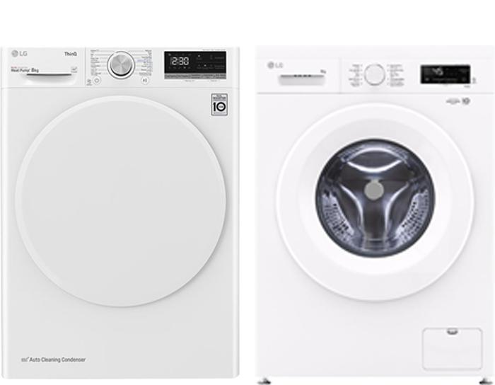LG Wasmachine + LG Wasdroger, Witgoed en Apparatuur, Wasmachines, Nieuw, 1600 toeren of meer, Voorlader, 8 tot 10 kg