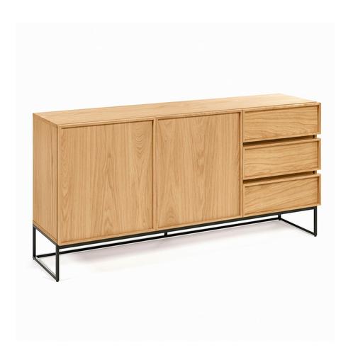*WOONWINKEL* Kave Home Taiana Eiken Dressoir Met Metalen Fra, Huis en Inrichting, Kasten | Dressoirs, Nieuw, Verzenden