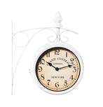 Stationsklok Retro Wit Tweezijdig (Klokken, Interieur), Verzenden, Nieuw