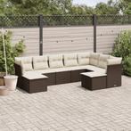 vidaXL 9-delige Loungeset met kussens poly rattan bruin, Tuin en Terras, Verzenden, Nieuw, Rotan, Loungeset