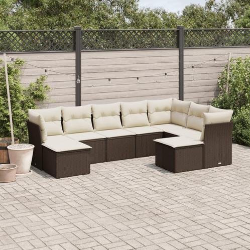 vidaXL 9-delige Loungeset met kussens poly rattan bruin, Tuin en Terras, Tuinsets en Loungesets, Loungeset, Nieuw, Rotan, Verzenden