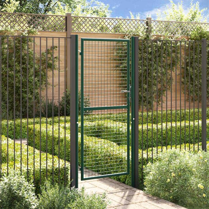 vidaXL Poort 100x200 cm staal groen, Tuin en Terras, Tuinpoorten, Nieuw, Verzenden