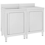 vidaXL Wastafelkast commercieel 120x60x96 cm roestvrij staal, Verzenden