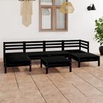 vidaXL 7-delige Loungeset massief grenenhout zwart, Tuin en Terras, Verzenden, Nieuw, Loungeset