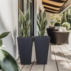 Set van 2 plantenpotten - zwart - 28 x 28 x 50 cm, Verzenden