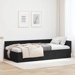 vidaXL Hoekbedframe met hoofdeinde Zwart 90 cm x 190 cm, Verzenden, Nieuw, Zwart, Stof