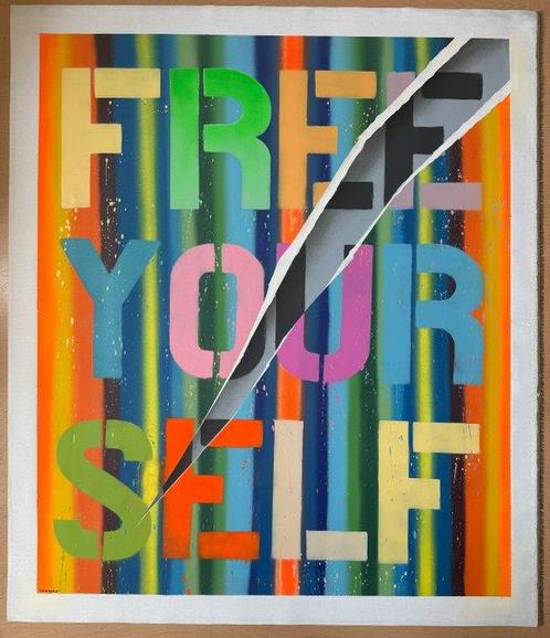 MrKas (1980) - Free yourself - XXL, Antiek en Kunst, Kunst | Schilderijen | Modern
