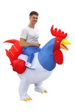 KIMU® Opblaas Kostuum Zittend op Kip Rood Wit Blauw Opblaasb, Kleding | Heren, Carnavalskleding en Feestkleding, Carnaval, Nieuw