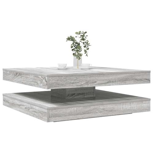 vidaXL Salontafel 360 graden draaibaar 90x90x34,5cm grijs, Huis en Inrichting, Tafels | Salontafels, 50 tot 100 cm, Nieuw, Overige houtsoorten