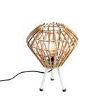 Landelijke tafellamp tripod bamboe met wit - Canna Diamond, Huis en Inrichting, Lampen | Tafellampen, Nieuw, Landelijk, Minder dan 50 cm