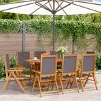 vidaXL Tuinstoelen 8 st verstelbaar hout en stof, Verzenden, Nieuw, Hout