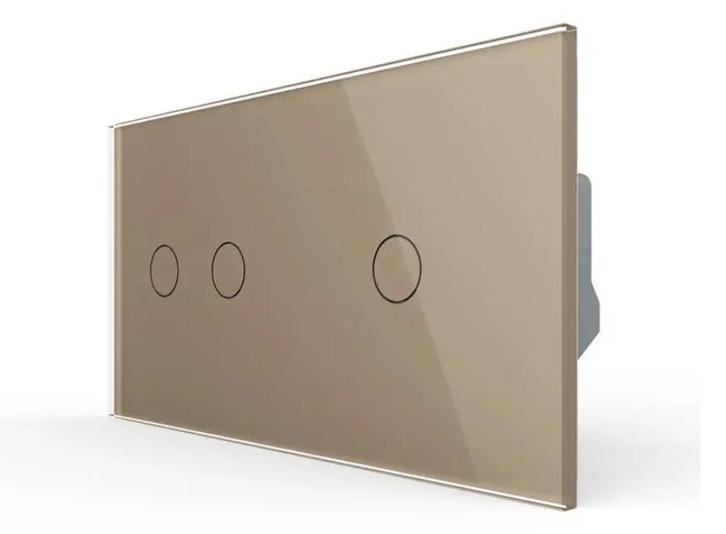 Livolo Touchscreen Schakelaar | Goud | 2 + 1 | Aan/Uit, Doe-het-zelf en Verbouw, Elektra en Kabels, Schakelaar, Nieuw, Ophalen of Verzenden