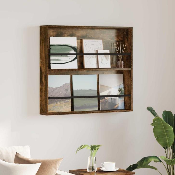 vidaXL Tijdschrift Rek Gerookt eiken 80 x 12 x 70 cm Bewerkt, Huis en Inrichting, Woonaccessoires | Krantenbakken en Lectuurbakken