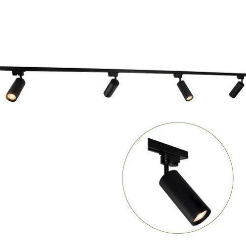 LED 1-fase Rails | Zwart | 2 meter | Inclusief 4 railspots, Huis en Inrichting, Lampen | Plafondlampen, Nieuw, Metaal, Ophalen of Verzenden