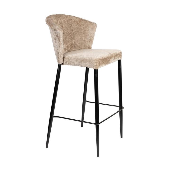 *WOONWINKEL* Dutchbone Georgia Beige Barkruk Vintage Velvet, Huis en Inrichting, Barkrukken, Nieuw, Verzenden