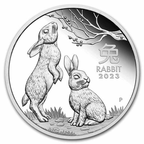 Lunar III: PROOF  Year of the Rabbit - 1/2 oz 2023, Postzegels en Munten, Munten | Oceanië, Losse munt, Zilver, Verzenden