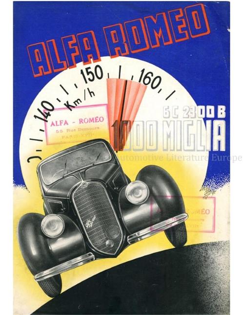1937 ALFA ROMEO 6C 2300 B 1000 MIGLIA BROCHURE FRANS, Boeken, Auto's | Folders en Tijdschriften, Alfa Romeo