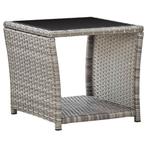 vidaXL Salontafel 45x45x40 cm poly rattan en glas grijs, Tuin en Terras, Tuintafels, Verzenden, Nieuw