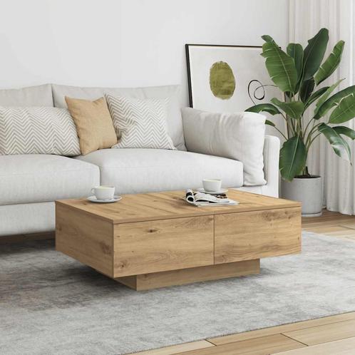 vidaXL Salontafel 90x60x31 cm bewerkt hout artisanaal, Huis en Inrichting, Tafels | Salontafels, 50 tot 100 cm, Nieuw, Overige houtsoorten