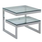 Bijzettafel Magnus 65x65x55cm zilver Helder Glas, Ophalen of Verzenden, Nieuw
