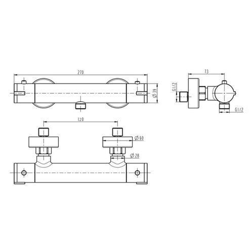 Thermostatische Douchemengkraan Schutte London Chroom 120mm, Doe-het-zelf en Verbouw, Sanitair, Ophalen of Verzenden