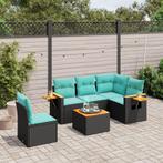 vidaXL 6-delige Loungeset met kussens poly rattan zwart, Tuin en Terras, Tuinsets en Loungesets, Verzenden, Nieuw, Rotan, Loungeset