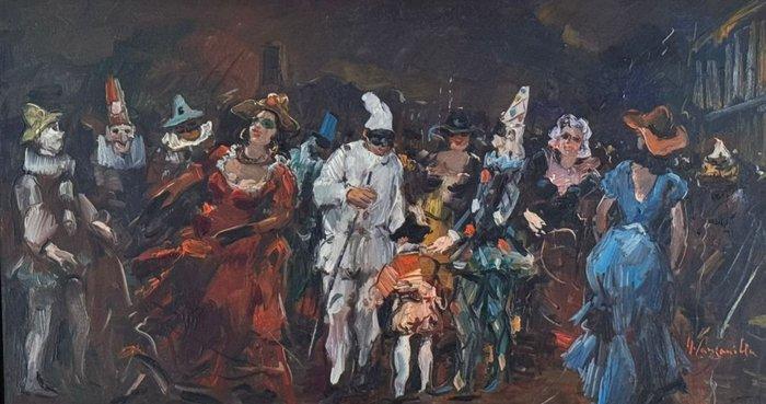 Nicola Canzanella (1934-2014) - Festa in maschera, Antiek en Kunst, Kunst | Schilderijen | Klassiek