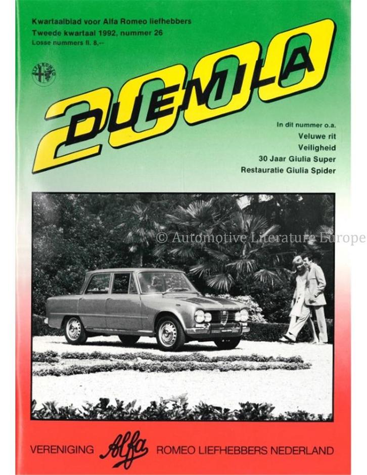 1992 ALFA ROMEO CLUB DUEMILA MAGAZINE 26 NEDERLANDS, Boeken, Auto's | Folders en Tijdschriften, Alfa Romeo