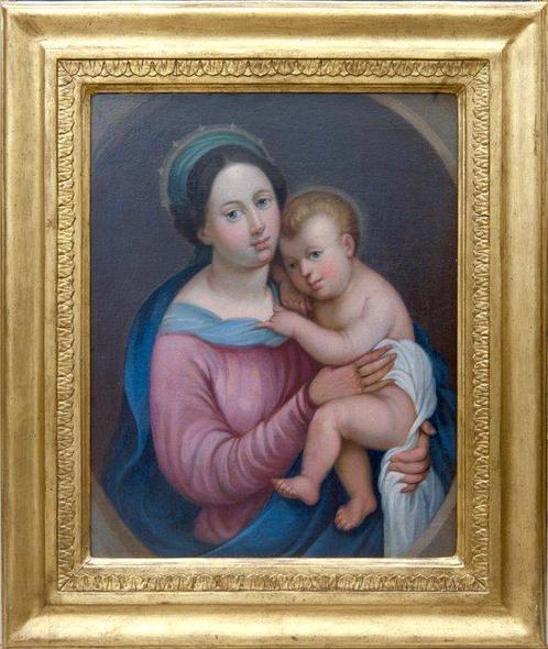 Italiaanse school (XVIII) - Madonna con Bambino, Antiek en Kunst, Kunst | Schilderijen | Klassiek