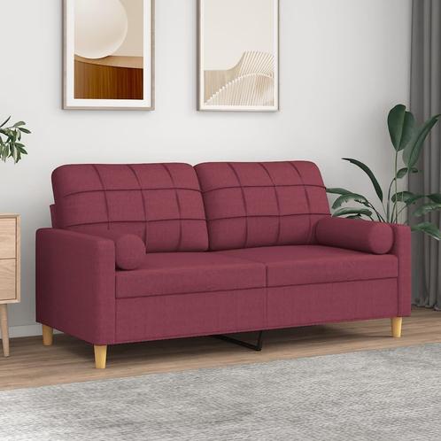 vidaXL Tweezitsbank met sierkussens 140 cm stof wijnrood, Huis en Inrichting, Banken | Bankstellen, Nieuw, 150 tot 200 cm, Stof