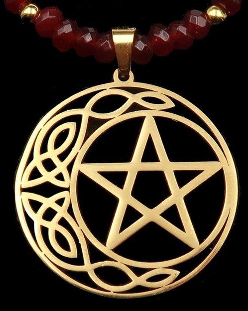 Ruby - Evil Conjuration ketting - Pentagram - 14K gouden, Antiek en Kunst, Antiek | Boeken en Bijbels