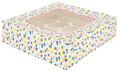 HEMA Taartdoos 28x28x7.5 confetti, Huis en Inrichting, Keuken | Keukenbenodigdheden, Nieuw, Verzenden