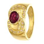 Ring - 18 karaat Geel goud - 0.66ct. tw. Robijn - Diamant, Sieraden, Tassen en Uiterlijk, Ringen, Nieuw