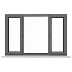 Draaikiep–Vast–Draaikiepkozijn – 2390x1685mm – Wit/Zwart mat, Nieuw, Kunststof, Raamkozijn, 150 tot 225 cm