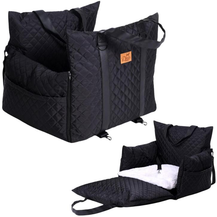Luxe Honden autostoel  Royal+ Black Waterproof Quilt, Dieren en Toebehoren, Honden-accessoires, Nieuw, Ophalen of Verzenden