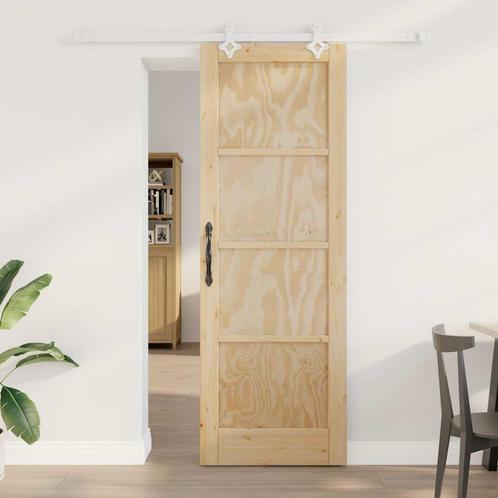 vidaXL Schuifdeur Naturel en zwart 73.5 x 211 cm, Doe-het-zelf en Verbouw, Deuren en Horren, Nieuw, Verzenden