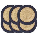 vidaXL Placemats 6 st 38 cm jute en katoen natuurlijk en, Verzenden, Nieuw, Blauw
