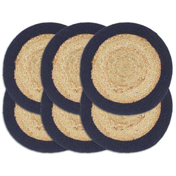 vidaXL Placemats 6 st 38 cm jute en katoen natuurlijk en, Huis en Inrichting, Keuken | Textiel, Blauw, Nieuw, Verzenden