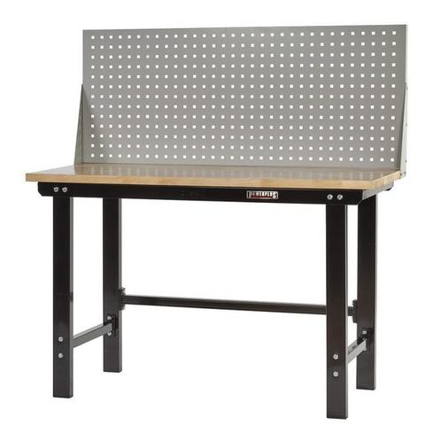 Werkbank zwart 150 cm met hardhouten blad en, Doe-het-zelf en Verbouw, Werkbanken, Ophalen of Verzenden