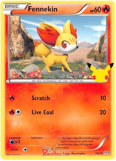 Fennekin 14/25 Promo 25TH ANNIVERSARY MC DONALDS, Hobby en Vrije tijd, Verzamelkaartspellen | Pokémon, Losse kaart, Nieuw, Foil
