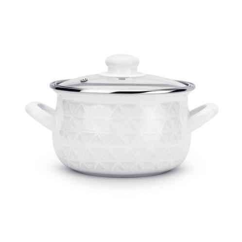 Emalia Diamond retro wit klassieke geëmailleerde kookpan met, Huis en Inrichting, Keuken | Potten en Pannen, Ophalen of Verzenden
