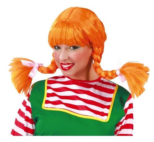 Oranje Pruik met Vlechten, Hobby en Vrije tijd, Feestartikelen, Nieuw, Verzenden