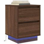 vidaXL Nachtkastje met LED-verlichting 38x34x50 cm bruin, Verzenden, Nieuw, Hout