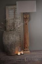 Hoge houten baluster lampvoet Teak wood 90 cm, Nieuw, Ophalen of Verzenden