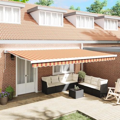 vidaXL Automatische Inklapbare Luifel Geel en Oranje 500 x, Tuin en Terras, Zonneschermen, Nieuw, Verzenden