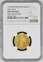 Provincie Holland Gouden Dukaat 1729 UNC details NGC - VOC, Postzegels en Munten, Munten en Bankbiljetten | Verzamelingen, Verzenden